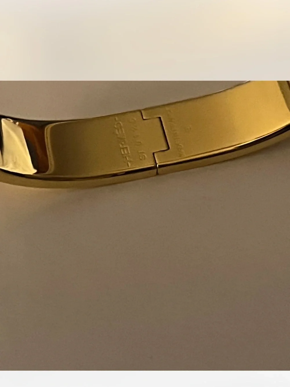 Hermes White Enamel Clic H Bracelet with Gold Hardware